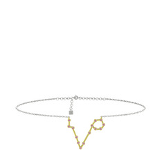 Pembe kuvars 18 ayar altın bilezik (20 cm beyaz altın rolo zincir)