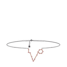 Pisces Halhal - Pembe kuvars 18 ayar rose altın bilezik (20 cm gümüş rolo zincir) #1s9au1z
