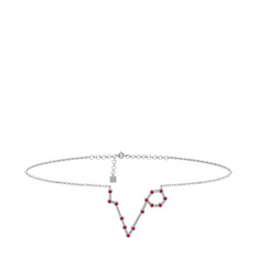 Pisces Halhal - Rodolit garnet 925 ayar gümüş bilezik (20 cm beyaz altın rolo zincir) #1wb5pn0