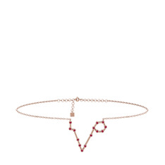 Pisces Halhal - Rodolit garnet 18 ayar rose altın bilezik (20 cm gümüş rolo zincir) #1wb9gl2