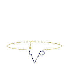 Pisces Halhal - Lab safir 8 ayar beyaz altın bilezik (20 cm altın rolo zincir) #1yblpto