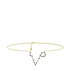 Pisces Halhal - Peridot 8 ayar beyaz altın bilezik (20 cm altın rolo zincir) #22saxu