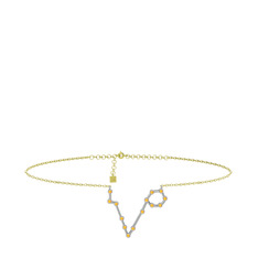 Pisces Halhal - Sitrin 8 ayar beyaz altın bilezik (20 cm altın rolo zincir) #3jqk4y