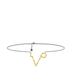 Pisces Halhal - Sitrin 925 ayar altın kaplama gümüş bilezik (20 cm gümüş rolo zincir) #5isnm0
