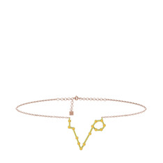 Pisces Halhal - Sitrin 8 ayar altın bilezik (20 cm gümüş rolo zincir) #5oor5d