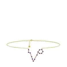Pisces Halhal - Lab safir 8 ayar rose altın bilezik (20 cm altın rolo zincir) #64r97t