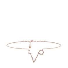 Pisces Halhal - Beyaz zirkon 18 ayar rose altın bilezik (20 cm gümüş rolo zincir) #99ye74