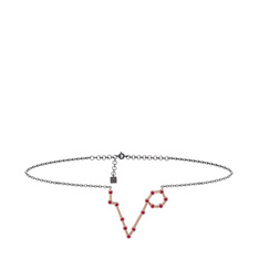 Rodolit garnet 8 ayar rose altın bilezik (20 cm gümüş rolo zincir)