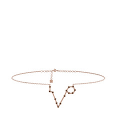 Pisces Halhal - Dumanlı kuvars 925 ayar rose altın kaplama gümüş bilezik (20 cm rose altın rolo zincir) #9ufpwn