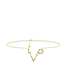 Pisces Halhal - Peridot 925 ayar altın kaplama gümüş bilezik (20 cm altın rolo zincir) #aya3f4