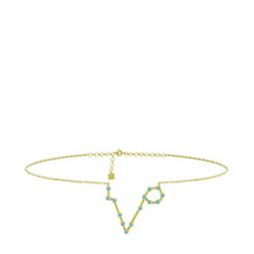 Pisces Halhal - Akuamarin 18 ayar altın bilezik (20 cm altın rolo zincir) #b6r7ik