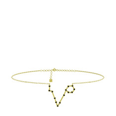 Pisces Halhal - Siyah zirkon 925 ayar altın kaplama gümüş bilezik (20 cm gümüş rolo zincir) #buhfqq