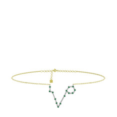 Pisces Halhal - Yeşil kuvars 14 ayar beyaz altın bilezik (20 cm altın rolo zincir) #co0miy