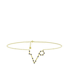 Pisces Halhal - Lab safir 925 ayar altın kaplama gümüş bilezik (20 cm altın rolo zincir) #eg9jsr