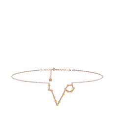 Pisces Halhal - Sitrin 8 ayar rose altın bilezik (20 cm gümüş rolo zincir) #f4o1vn