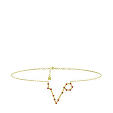 Pisces Halhal - Rodolit garnet 14 ayar altın bilezik (20 cm altın rolo zincir) #h0zm0b