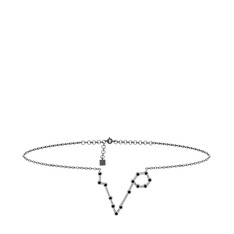 Pisces Halhal - Siyah zirkon 14 ayar beyaz altın bilezik (20 cm gümüş rolo zincir) #hawl3m