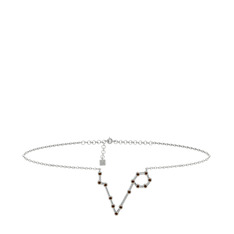 Pisces Halhal - Dumanlı kuvars 8 ayar beyaz altın bilezik (20 cm beyaz altın rolo zincir) #j5a4ug