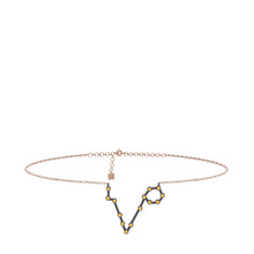 Pisces Halhal - Sitrin 925 ayar siyah rodyum kaplama gümüş bilezik (20 cm rose altın rolo zincir) #klpdxr