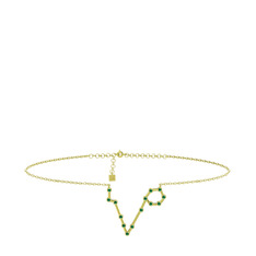 Pisces Halhal - Yeşil kuvars 925 ayar altın kaplama gümüş bilezik (20 cm altın rolo zincir) #lq67jw