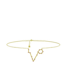 Pisces Halhal - Pembe kuvars 18 ayar altın bilezik (20 cm altın rolo zincir) #lt1el1