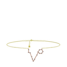 Pırlanta 14 ayar rose altın bilezik (0.154 karat, 20 cm altın rolo zincir)