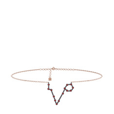 Pisces Halhal - Garnet 925 ayar siyah rodyum kaplama gümüş bilezik (20 cm rose altın rolo zincir) #mijmhl