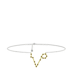 Pisces Halhal - Dumanlı kuvars 925 ayar altın kaplama gümüş bilezik (20 cm beyaz altın rolo zincir) #nkm9xc