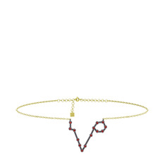 Pisces Halhal - Garnet 925 ayar siyah rodyum kaplama gümüş bilezik (20 cm altın rolo zincir) #nxv4ow