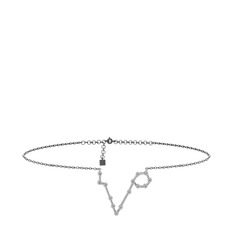 Pisces Halhal - Beyaz zirkon 14 ayar beyaz altın bilezik (20 cm gümüş rolo zincir) #pwj306