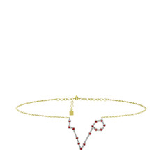 Pisces Halhal - Garnet 8 ayar beyaz altın bilezik (20 cm altın rolo zincir) #ssm3e3