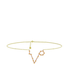 Pisces Halhal - Sitrin 925 ayar rose altın kaplama gümüş bilezik (20 cm altın rolo zincir) #uhg2h0