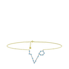 Pisces Halhal - Akuamarin 8 ayar beyaz altın bilezik (20 cm altın rolo zincir) #uzlua0