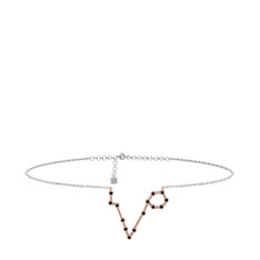 Pisces Halhal - Siyah zirkon 8 ayar rose altın bilezik (20 cm beyaz altın rolo zincir) #vgl5qc