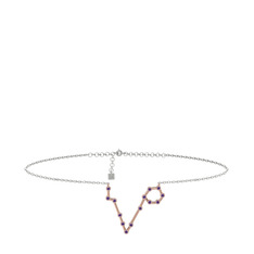 Pisces Halhal - Ametist 18 ayar rose altın bilezik (20 cm gümüş rolo zincir) #vyrj5v