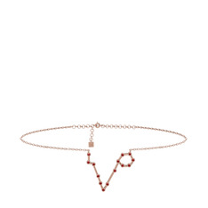 Pisces Halhal - Garnet 14 ayar rose altın bilezik (20 cm rose altın rolo zincir) #w5fjor