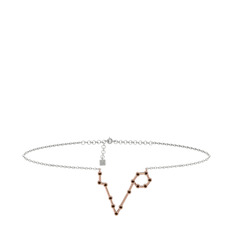 Pisces Halhal - Dumanlı kuvars 8 ayar rose altın bilezik (20 cm gümüş rolo zincir) #xc00yo