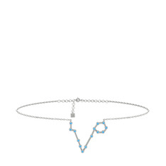 Pisces Halhal - Akuamarin 18 ayar beyaz altın bilezik (20 cm beyaz altın rolo zincir) #xijg29