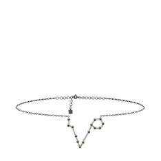 Pisces Halhal - Peridot 14 ayar beyaz altın bilezik (20 cm gümüş rolo zincir) #ybw5ri