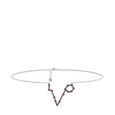 Pisces Halhal - Garnet 925 ayar siyah rodyum kaplama gümüş bilezik (20 cm gümüş rolo zincir) #zikkcd