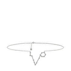 Swarovski 8 ayar beyaz altın bilezik (20 cm gümüş rolo zincir)
