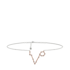 Pisces Halhal - Swarovski 18 ayar rose altın bilezik (20 cm beyaz altın rolo zincir) #zqy684