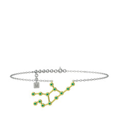 Virgo Halhal - Kök zümrüt 18 ayar altın bilezik (20 cm beyaz altın rolo zincir) #11igdvf
