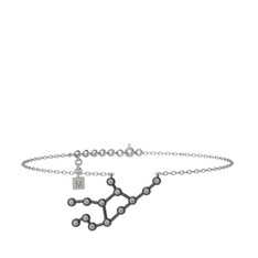 Beyaz zirkon 925 ayar siyah rodyum kaplama gümüş bilezik (20 cm gümüş rolo zincir)