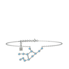 Akuamarin 925 ayar gümüş bilezik (20 cm beyaz altın rolo zincir)