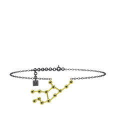 Virgo Halhal - Peridot 14 ayar altın bilezik (20 cm gümüş rolo zincir) #1dm069v