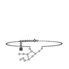 Virgo Halhal - Swarovski 14 ayar beyaz altın bilezik (20 cm gümüş rolo zincir) #1ev9vof