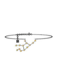 Virgo Halhal - Sitrin 925 ayar gümüş bilezik (20 cm gümüş rolo zincir) #1g0a0dv