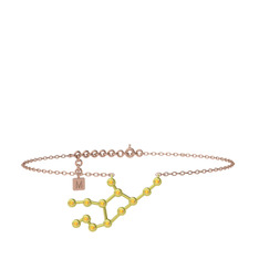 Virgo Halhal - Sitrin 18 ayar altın bilezik (20 cm rose altın rolo zincir) #1ig7cee