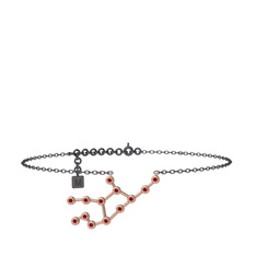 Garnet 18 ayar rose altın bilezik (20 cm gümüş rolo zincir)